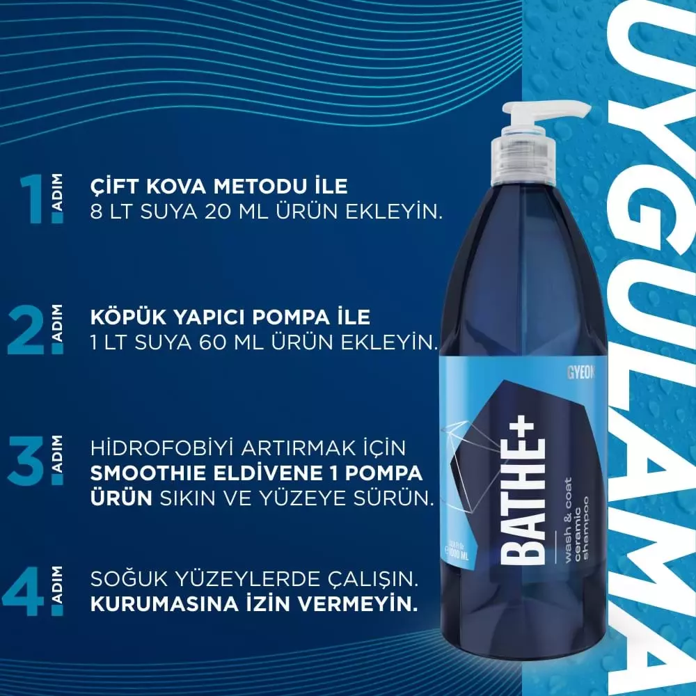 GYEON%20Q²M%20Bathe+%20Plus%20Seramik%20Bazlı%20PH%20Nötr%20Cilalı%20Oto%20Şampuanı%20500%20ml%20-Su%20İtici%20Araç%20Yıkama%20Köpüğü