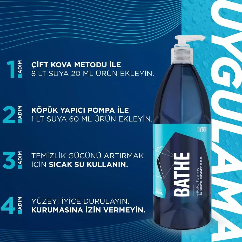 GYEON%20Q²M%20Bathe%20PH%20Nötr%20Cilalı%20Oto%20Şampuanı%20-%201000%20ml%20-Yüksek%20Konsantre%20Jel%20Araç%20Yıkama%20Köpüğü