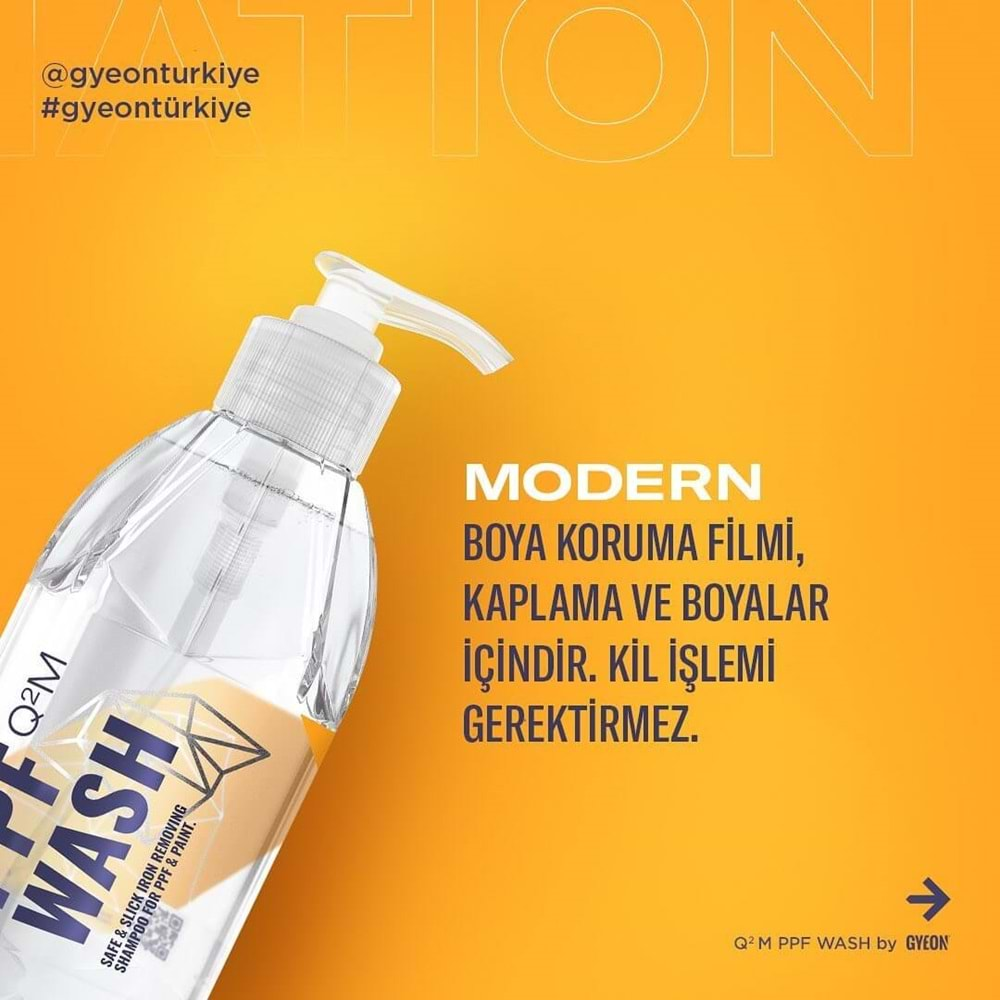 GYEON%20Q²M%20PPF%20Wash%20PPF%20Ve%20Folyolara%20Özel%20Demir%20Tozu%20Sökücü%20Yıkama%20Şampuanı%20-%20400%20Ml